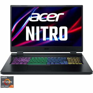 Laptop Gaming Acer Nitro 5 AN517-42 cu procesor AMD Ryzen™ 7 6800H pana la 4.70 GHz, 17.3 Full HD, IPS, 144Hz, 16GB, 512GB SSD, NVIDIA® GeForce RTX™ 3060 6GB GDDR6, No OS, Black imagine