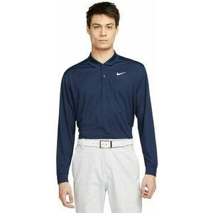 Nike Dri-Fit Victory Solid Mens Long Sleeve Polo College Navy/White M imagine