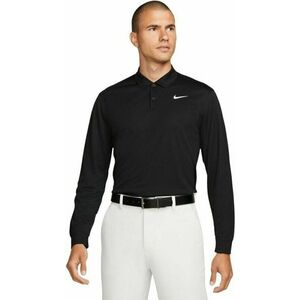 Nike Dri-Fit Victory Solid Mens Long Sleeve Polo Black/White L imagine