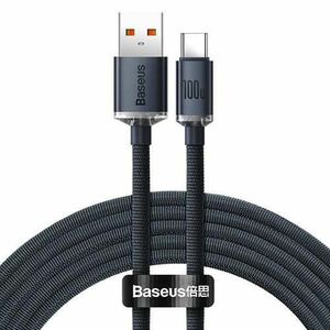 Cablu pentru incarcare si transfer de date Baseus Crystal Shine, USB/USB Type-C, 100W, 2m, Negru imagine