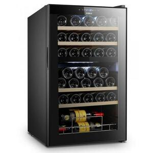 Vitrina pentru vinuri Samus SRV98LMCD (33), 2 Zone de racire, 88 L, Afisaj Electronic, Rafturi lemn (Negru) imagine
