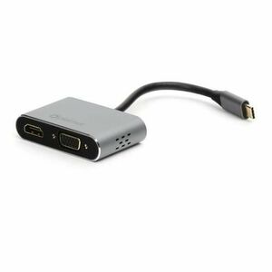 Adaptor multimedia USB tip C tata la HDMI mama si VGA mama, Platinet 45224, rezolutie maxima HDMI 4K la 30 Hz si VGA Full HD 1080p la 60 Hz imagine