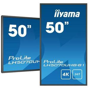 Display Profesional VA LED iiyama 49.5inch PROLITE LH5070UHB-B1, Ultra HD (3840 x 2160), HDMI, DisplayPort (Negru) imagine