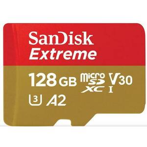 Card de memorie SanDisk Extreme SDSQXAA-128G-GN6AA, MicroSDXC, 128GB, UHS-I U3, Clasa 10, V30 + Adaptor SD imagine
