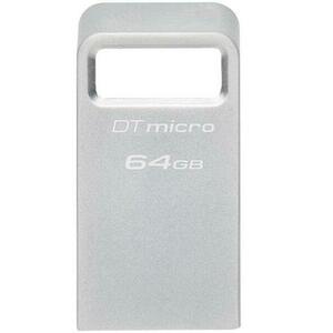 Stick USB Kingston Data Traveler Micro, 64GB, USB 3.2 (Argintiu) imagine
