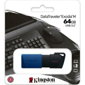 Stick USB Kingston Data Traveler EXODIA, 64GB, USB 3.2 (Negru/Albastru) imagine