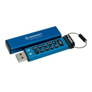 Stick USB Kingston Ironkey Keypad 200, 128GB, USB 3.2 (Albastru) imagine