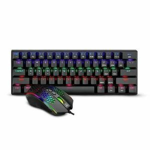 Kit tastatura si mouse T-Dagger Main Force, iluminare Rainbow, USB (Negru) imagine
