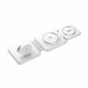 Incarcator wireless magnetic 3 in 1, pliabil, fast charge, compatibil cu Iphone, Apple Watch si Airpods, 15 W, Alb imagine