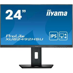 Monitor IPS LED iiyama 23.8inch XUB2492HSU-B5, Full HD (1920 x 1080), VGA, HDMI, DisplayPort, Pivot, Boxe (Negru) imagine