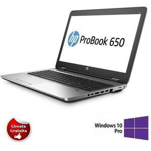 Laptop Refurbished HP ProBook 650 G1 (Procesor Intel® Core™ i3-4000M (3M Cache, up to 2.40 GHz) 15.6inch HD, 4GB, 128GB SSD, DVD, Intel® HD Graphics, Windows 10 PRO, Negru) + Camera Web Cadou imagine