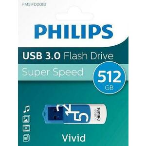 Stick USB Philips Vivid Edition, 512GB, USB 3.0 (Albastru/Alb) imagine