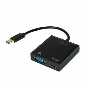 Adaptor LOGILINK UA0234, USB 3.0 - HDMI/VGA, 10cm, Full HD/60Hz (Negru) imagine