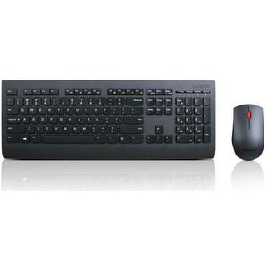 Kit Wireless Tastatura Lenovo Professional, USB, Layout US (Negru) imagine