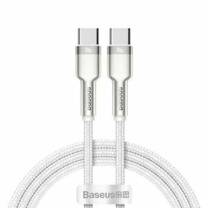 Cablu de date Baseus Cafule Metal CATJK-C02, USB Type-C - USB Type-C, 100W, 1m, impletitura nylon (Alb) imagine