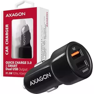 Incarcator auto AXAGON, Smart 5V 2, 4A + Quick Charge 3.0, 30W, Negru imagine