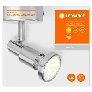 Spot LED Ledvance, GU10, 2.6W, 230 lm, lumina calda (2700K), IP20, 146x80x80mm, aluminiu, Argintiu imagine