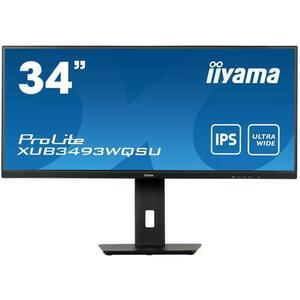 Monitor IPS LED iiyama ProLite 34inch XUB3493WQSU-B5, WQHD (3440 x 1440), HDMI, DisplayPort, AMD FreeSync, Boxe (Negru) imagine