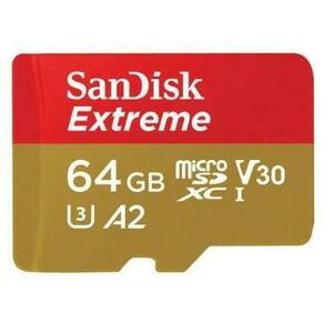 Card de memorie SanDisk Extreme SDSQXAH-064G-GN6AA, MicroSDXC, 64GB, UHS-I U3, V30 + Adaptor SD imagine