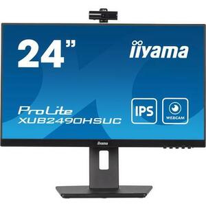 Monitor IPS LED iiyama PROLITE 23.8inch XUB2490HSUC-B5, Full HD (1920 x 1080), VGA, HDMI, DisplayPort, Pivot, Boxe (Negru) imagine