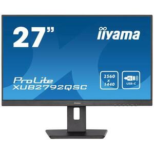 Monitor IPS LED iiyama PROLITE 27inch XUB2792QSC-B5, QHD (2560 x 1440), HDMI, DisplayPort, AMD FreeSync, Pivot, Boxe (Negru) imagine