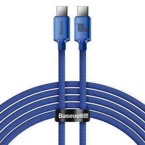 Cablu de date Baseus Crystal Shine, USB Type-C la USB Type-C , 100W, 2m, Albastru imagine