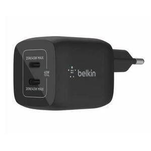 Incarcator retea Belkin WCH011vfBK, 45W, PD 3.0, 2x USB-C (Negru) imagine