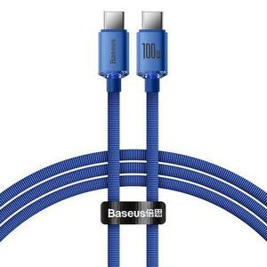 Cablu de incarcare Baseus Crystal Shine Series CAJY000603, USB Type-C la USB Type-C, 100W, 1.2m (Albastru) imagine