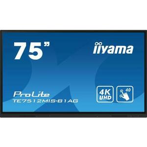 Display Profesional IPS LED iiyama ProLite 75inch TE7512MIS-B1AG, Ultra HD (3840 x 2160), VGA, HDMI, Boxe, Touchscreen (Negru) imagine