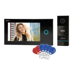 Videointerfon pentru o familie APPOS ORNO OR-VID-WI-1068/B, aplicatie mobil, color, monitor ultra-plat LCD 7inch tactil, control automat al portilor, cititor carduri SD, deschidere cu ajutorul etichetelor de proximitate, negru imagine