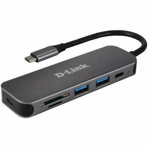 HUB USB D-LINK DUB-2325, USB Type C, cablu 10 cm, metalic, Argintiu imagine