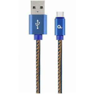 Cablu alimentare si date Gembird, USB 2.0 (T) la USB 2.0 Type-C (T), 1m, conectori auriti, Negru / Galben, CC-USB2J-AMCM-1M-BL imagine