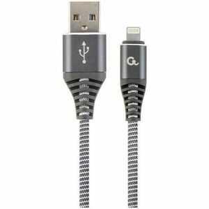 Cablu alimentare si date Gembird, USB 2.0 (T) la Lightning (T), 2m, Gri / Alb, CC-USB2B-AMLM-2M-WB2 imagine