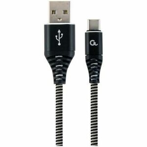 Cablu alimentare si date Gembird, USB 2.0 (T) la USB 2.0 Type-C (T), 2m, Negru / Alb, CC-USB2B-AMCM-2M-BW imagine