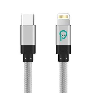 Cablu de date Spacer, USB Type-C (T) la iPhone Lightning (T), braided, retail pack, 1m, Argintiu imagine