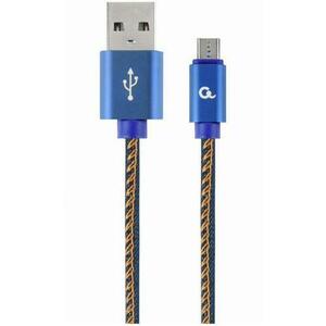 Cablu alimentare si date Gembird, USB 2.0 (T) la Micro-USB 2.0 (T), 1m, conectori auriti, Negru / Galben, CC-USB2J-AMmBM-1M-BL imagine