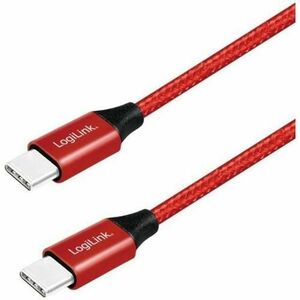 Cablu de date Logilink, CU0156, USB 2.0, USB Type-C (T) la USB Type-C (T), 1m, Premium, Rosu imagine