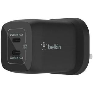 Incarcator retea Belkin, Universal PD, PPS DUAL USB-C GAN 65W, Negru imagine