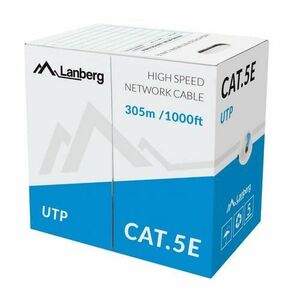 Rola cablu UTP Lanberg 42761, cat.5e, lungime 305m, AWG 24, 100 MHz, solid CCA, ethernet imagine