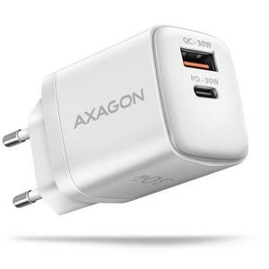 Incarcator retea AXAGON ACU-PQ30W, PD 3.0, QC 4+, 1x USB-C, 1x USB-A, 30 W (Alb) imagine