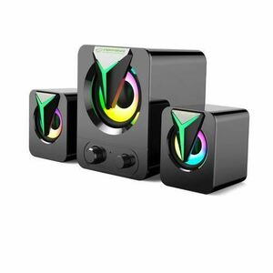Boxe stereo 2.1, 10W, conectare jack 3.5mm, alimentare USB, Esperanza Rainbow Soprano 95857, iluminare RGB, Negru imagine