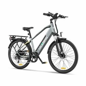 Bicicleta electrica Ulzomo Metro 26 E-bike, 250W, 36V 17Ah, autonomie 100km, viteza maxima 25km/h, roti 26'' (Gri) imagine