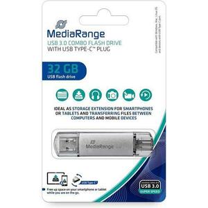 Memorie USB MediaRange MR936 32GB USB-C, Argintiu imagine