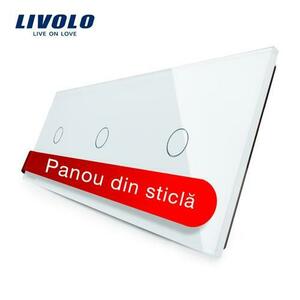 Panou intrerupator simplu+simplu cu touch Livolo din sticla imagine
