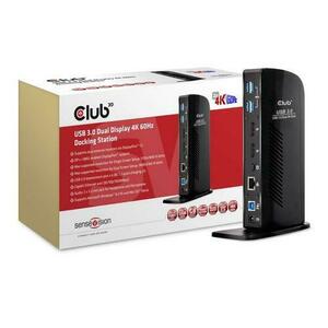 Statie docking Club3D SenseVision, USB 3.0, Dual Display, 4K, 60Hz (Negru) imagine