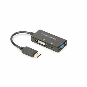 Adaptor DisplayPort Assmann AK-340418-002-S, DisplayPort - HDMI/VGA/DVI-D, 0.2m, Negru imagine