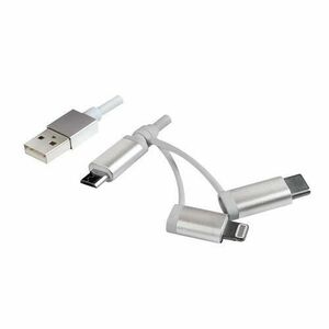 Cablu de date Logilink CU0126, USB, Micro-USB, Lightning, USB-C, 1m (Alb) imagine