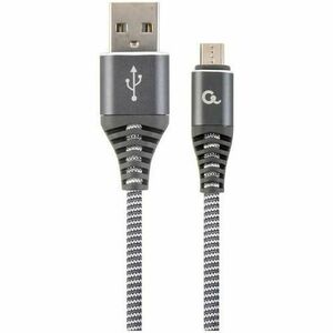 Cablu alimentare si date Gembird CC-USB2B-AMmBM-2M-WB2, USB 2.0 (T) la Micro-USB 2.0 (T), 2m, Gri /Alb imagine