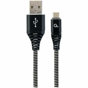 Cablu alimentare si date Gembird CC-USB2B-AMmBM-2M-BW, USB 2.0 (T) la Micro-USB 2.0 (T), 2m, Negru / Alb imagine