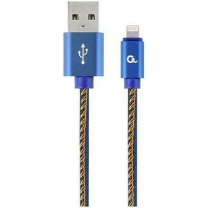 Cablu alimentare si date Gembird CC-USB2J-AMLM-2M-BL, USB 2.0 (T) la Lightning (T), 2m, conectori auriti, Negru / Galben imagine